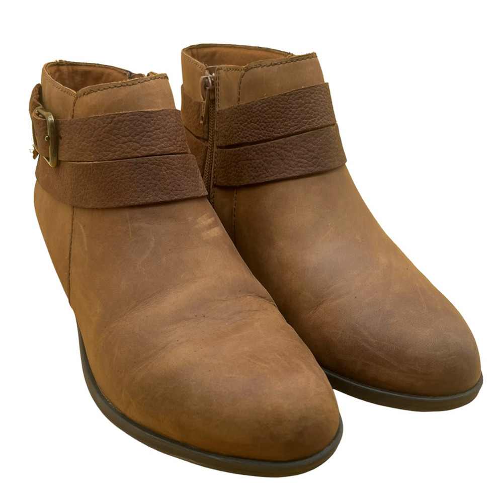 Clarks Collection Womens Ankle Boots Booties Brown Leather Western Zip 7.5 M